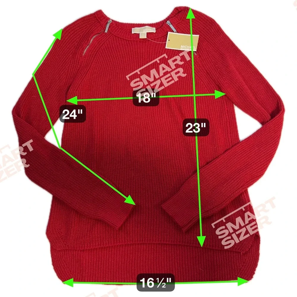 NWT Michael Kors Red Knit Zipper Shoulder Sweater Top‎ Size Small - Picture 4 of 5